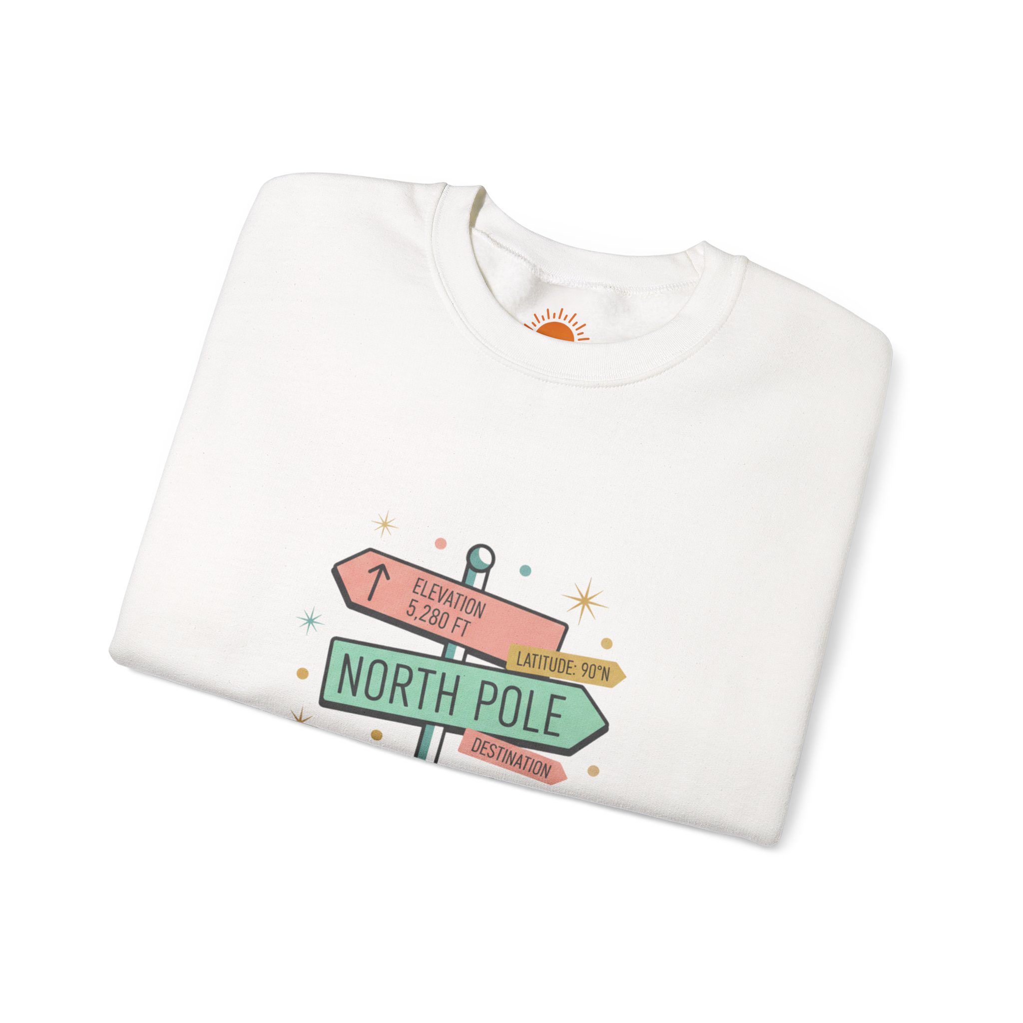 North Pole Sign Sweatshirt | mid century Christmas, retro holiday sign - Image 3