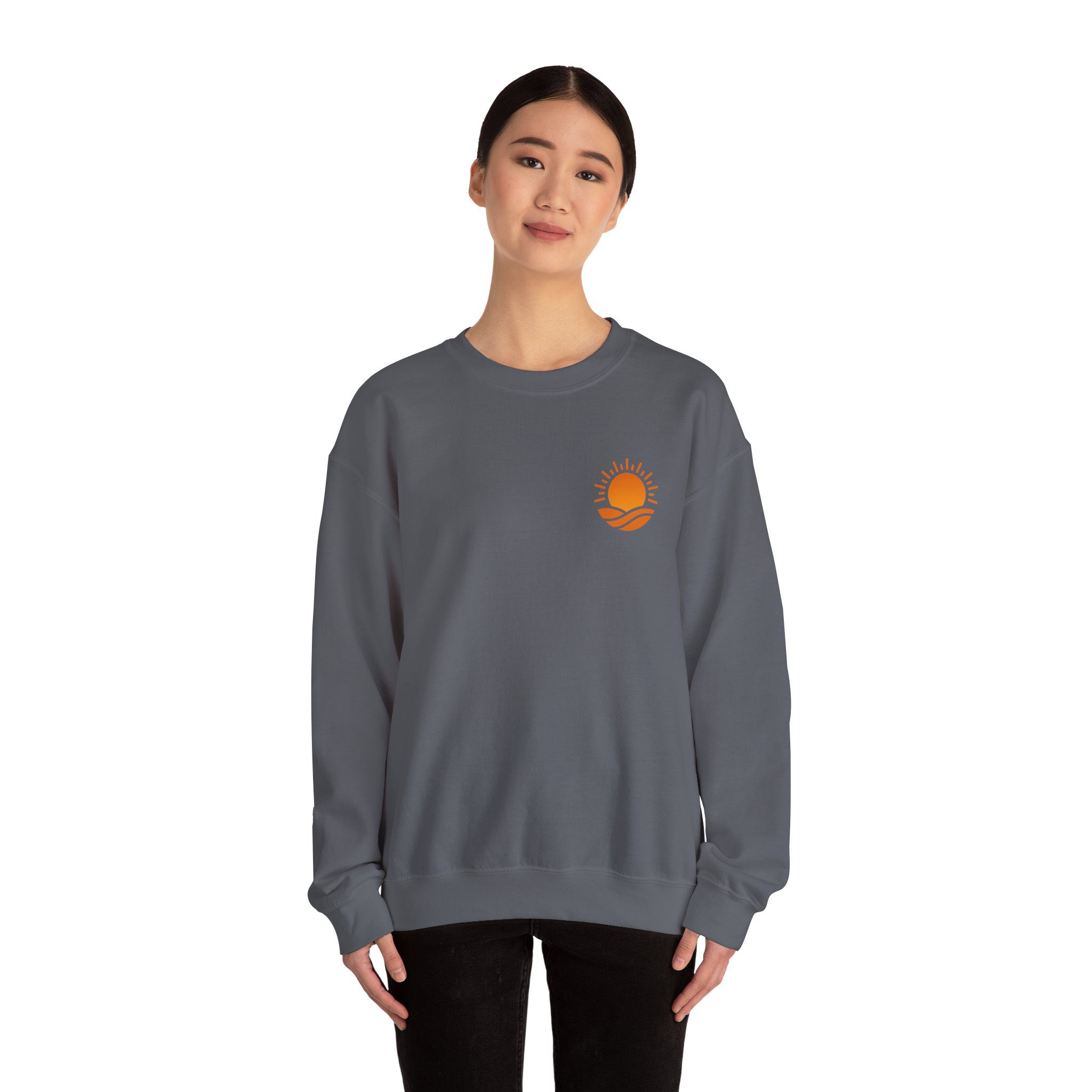 Solaris Crewneck Sweatshirt — Small Orange Solaris Logo - Image 24