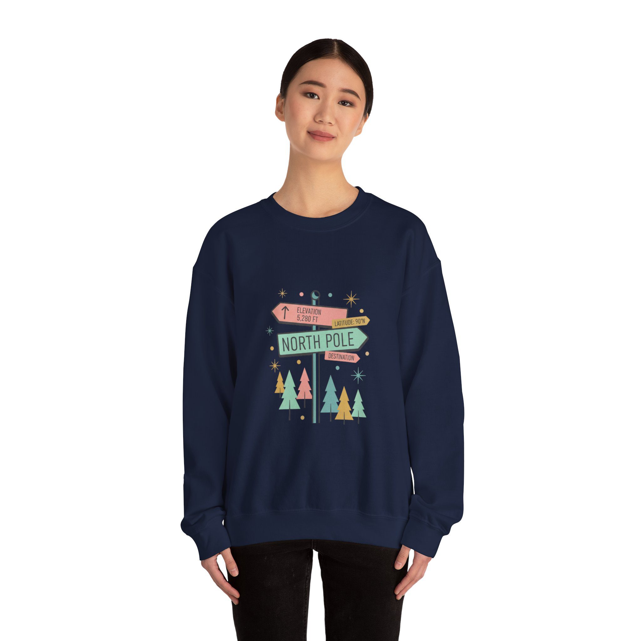 North Pole Sign Sweatshirt | mid century Christmas, retro holiday sign - Image 20