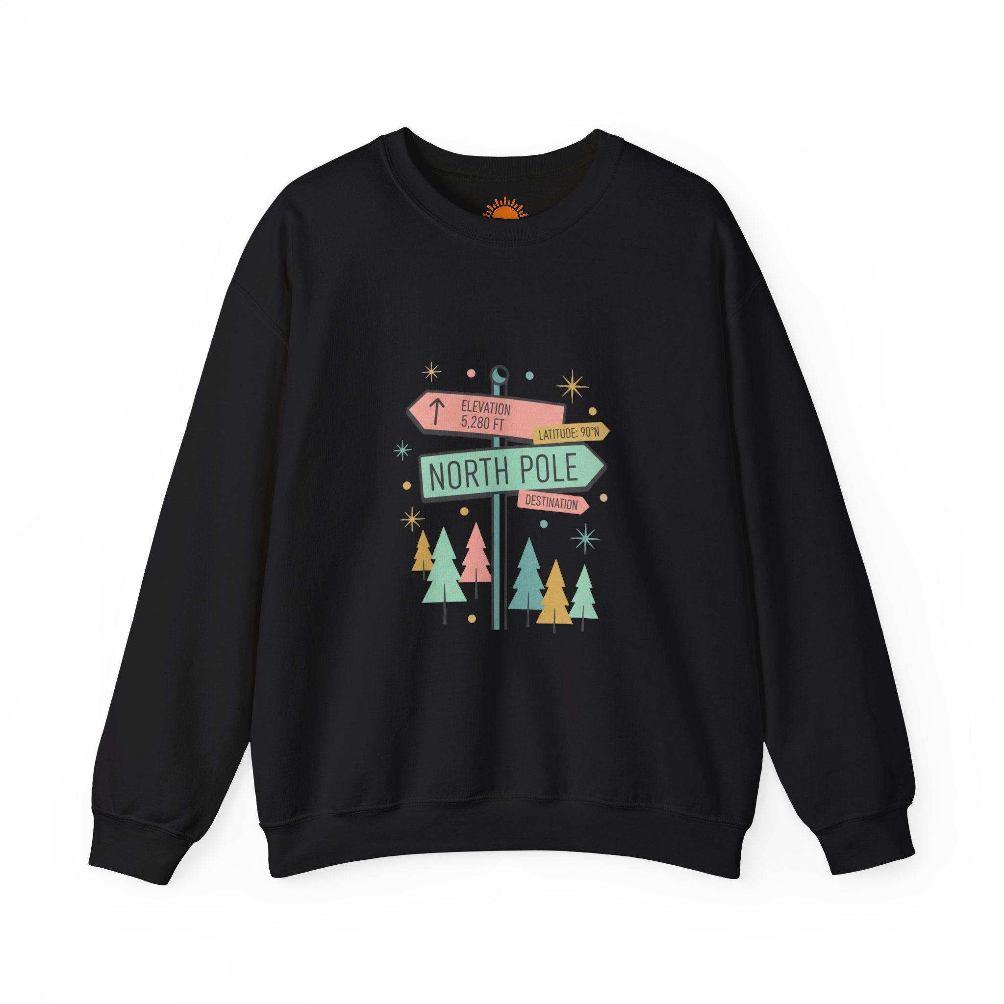 North Pole Sign Sweatshirt | mid century Christmas, retro holiday sign - Image 5