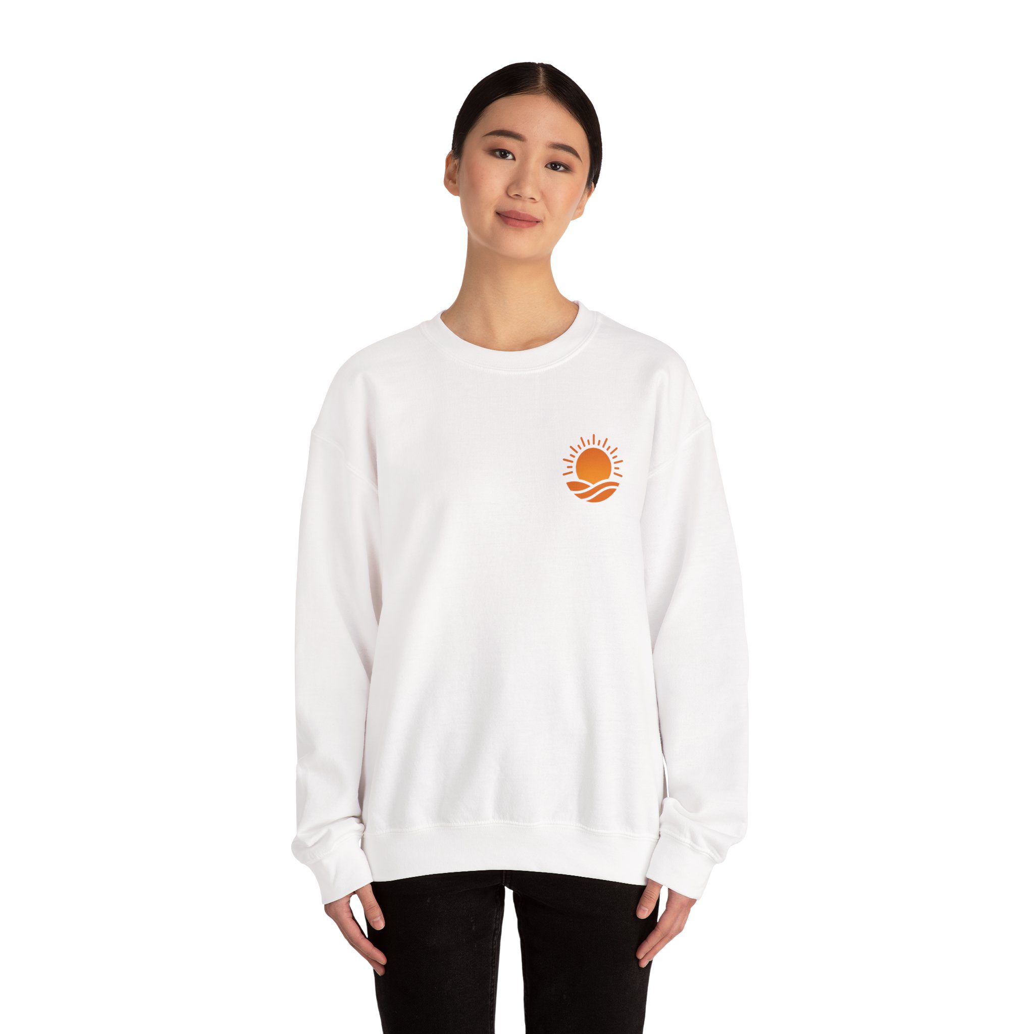 Solaris Crewneck Sweatshirt — Small Orange Solaris Logo - Image 4