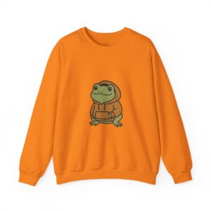 Frog in Hoodie Crewneck Sweatshirt — Cute Cartoon Frog Graphic Pullover