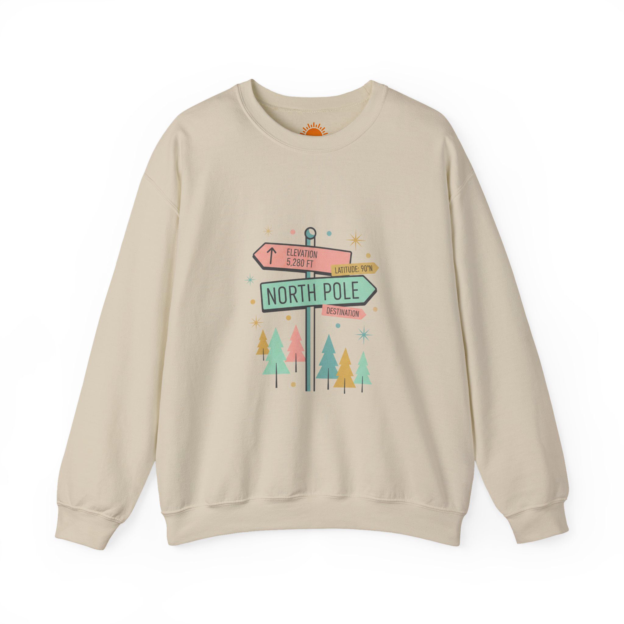 North Pole Sign Sweatshirt | mid century Christmas, retro holiday sign - Image 9