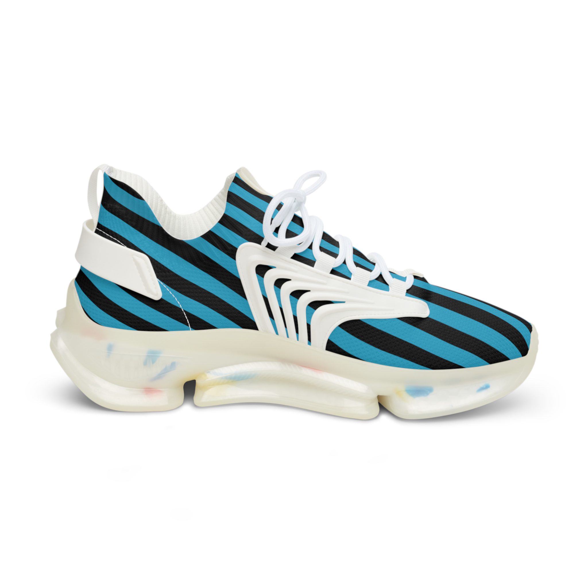 Men's Blue & Black Striped Mesh Sneakers — Lightweight Athletic Shoes - Image 4