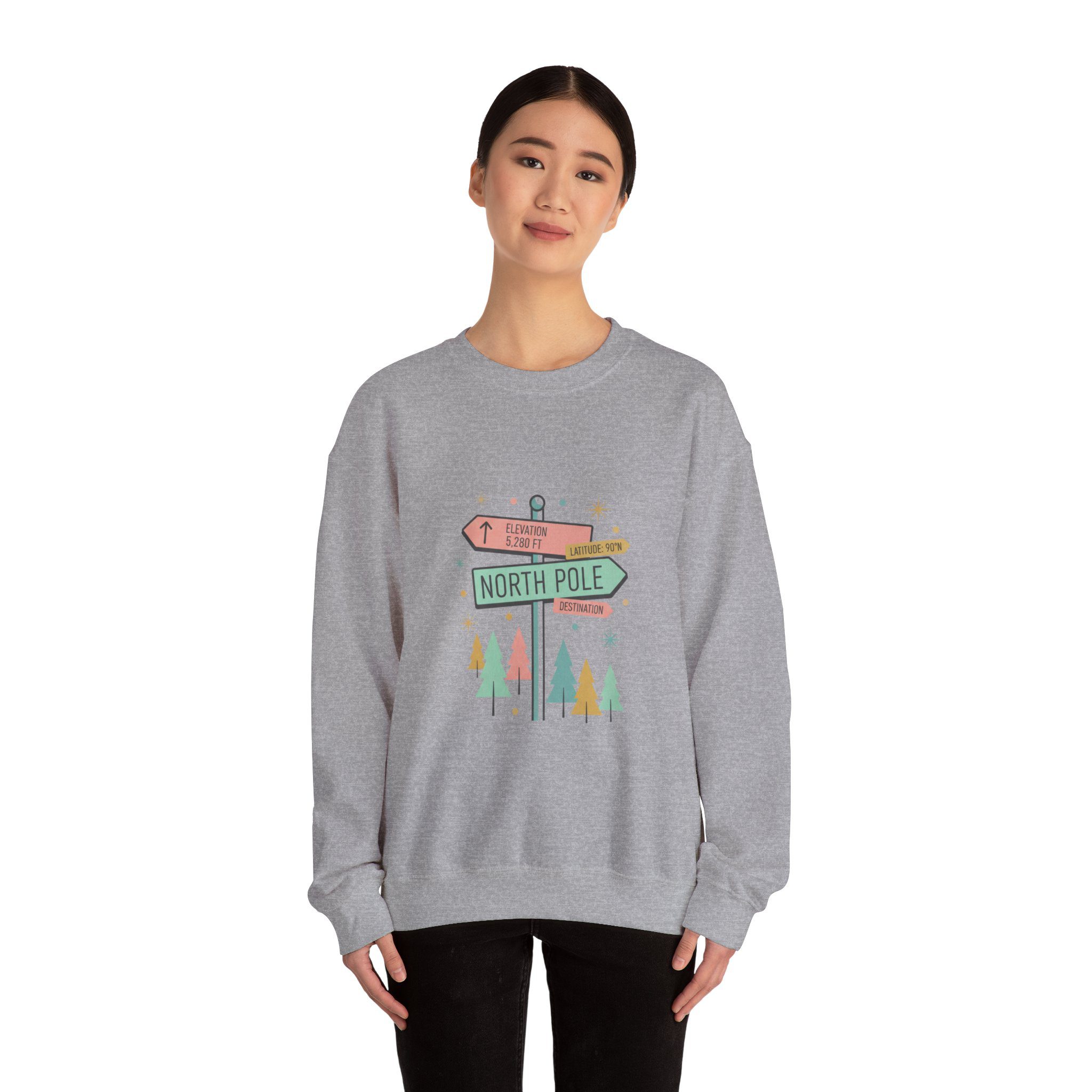 North Pole Sign Sweatshirt | mid century Christmas, retro holiday sign - Image 16