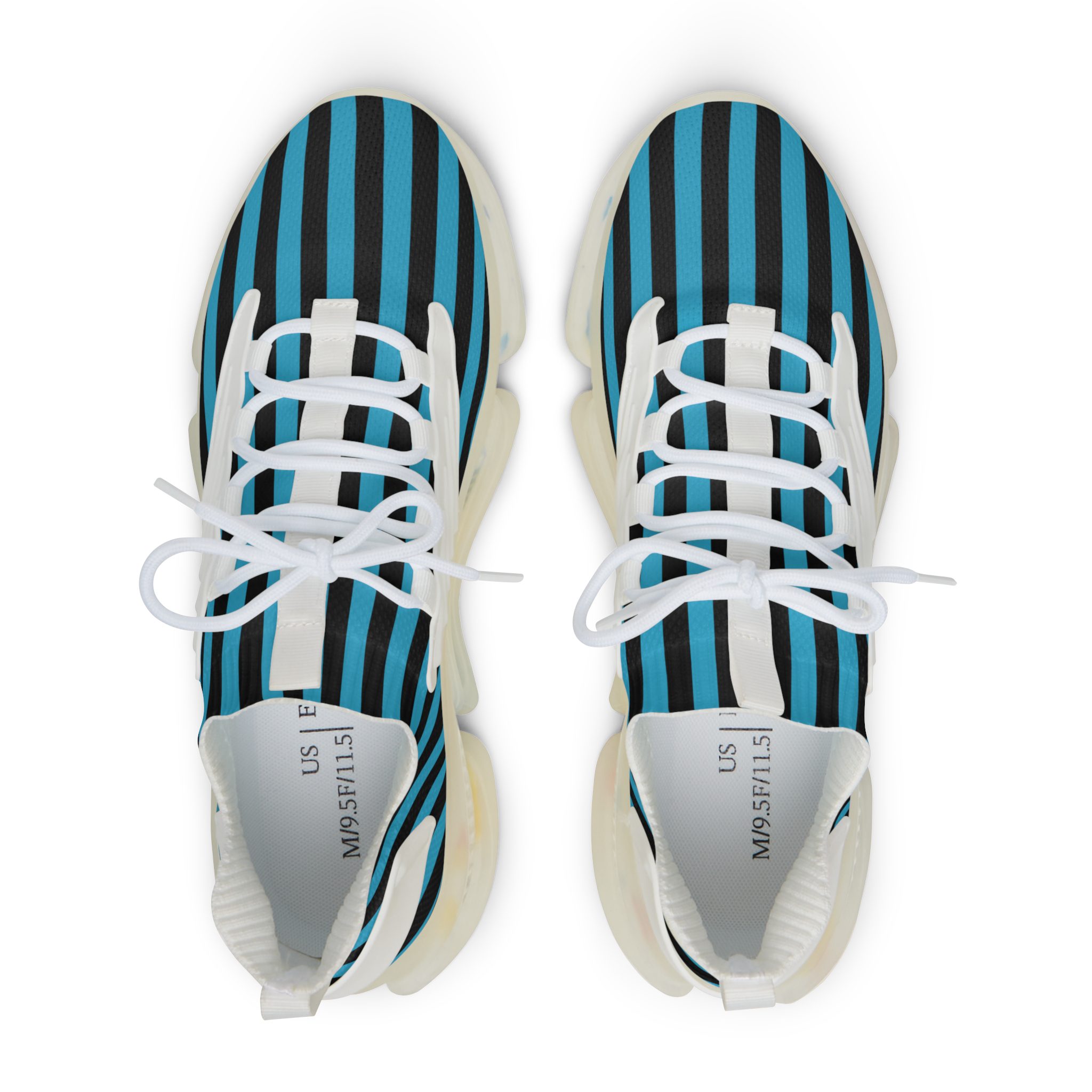 Men's Blue & Black Striped Mesh Sneakers — Lightweight Athletic Shoes - Image 2
