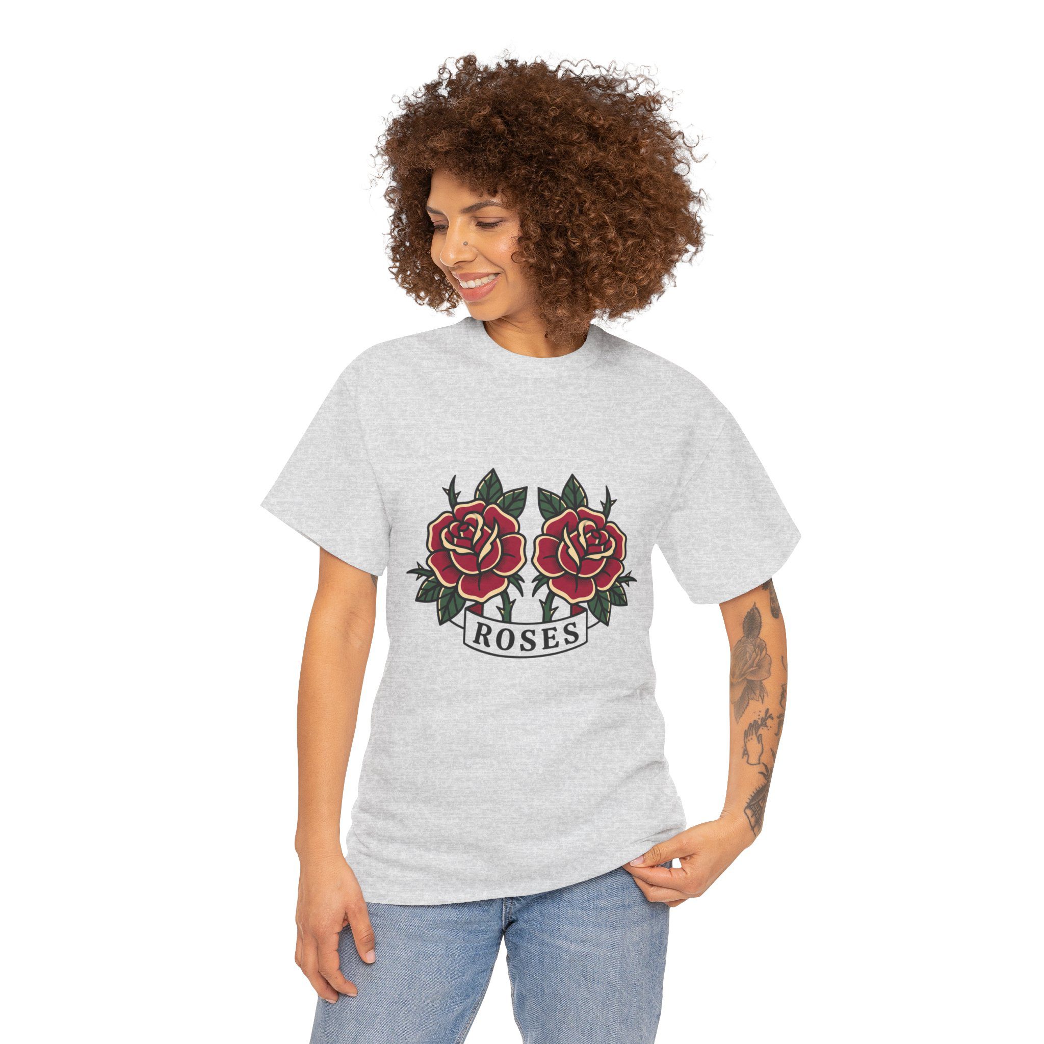Roses Graphic Tee — Vintage Red Rose Tattoo Shirt - Image 12