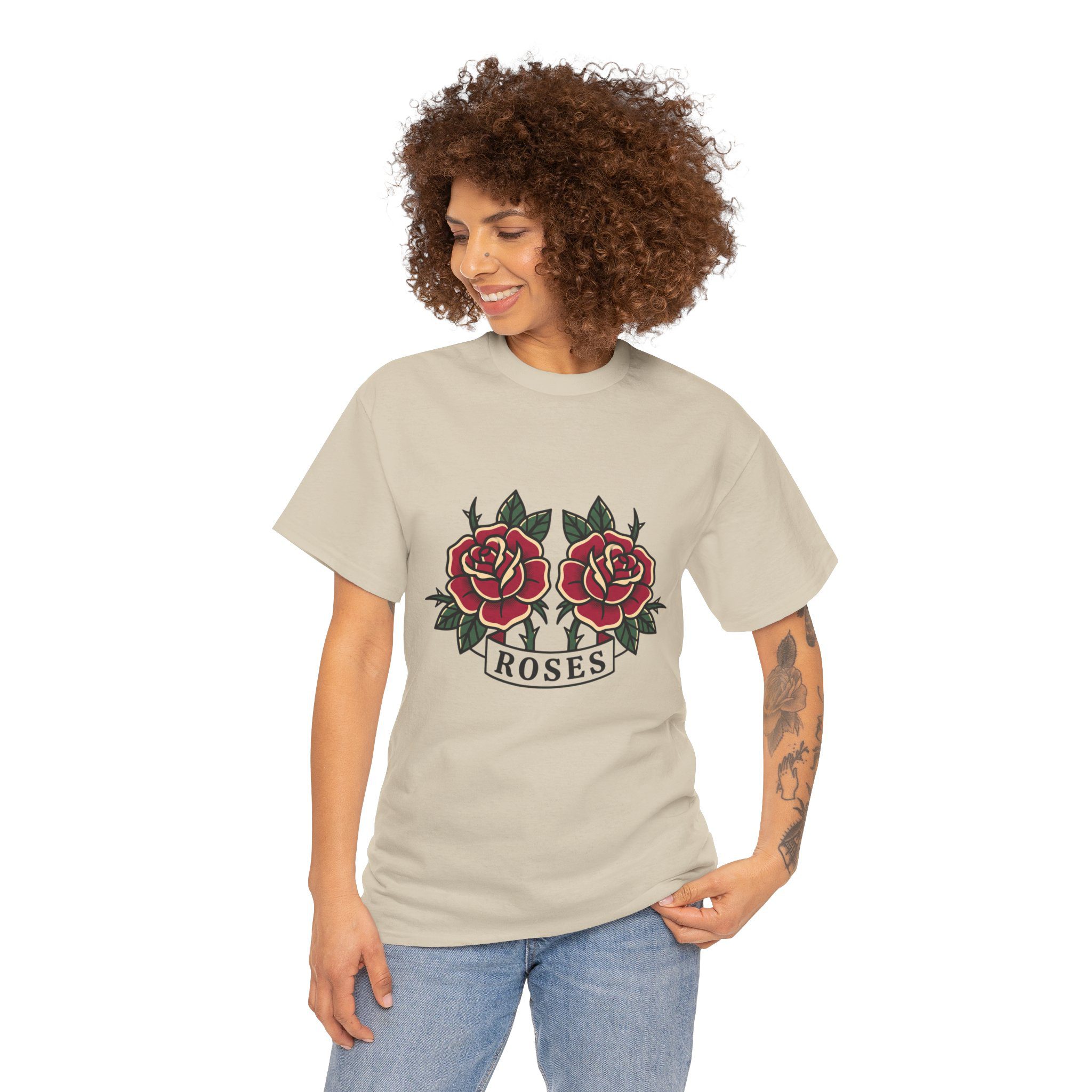 Roses Graphic Tee — Vintage Red Rose Tattoo Shirt - Image 6