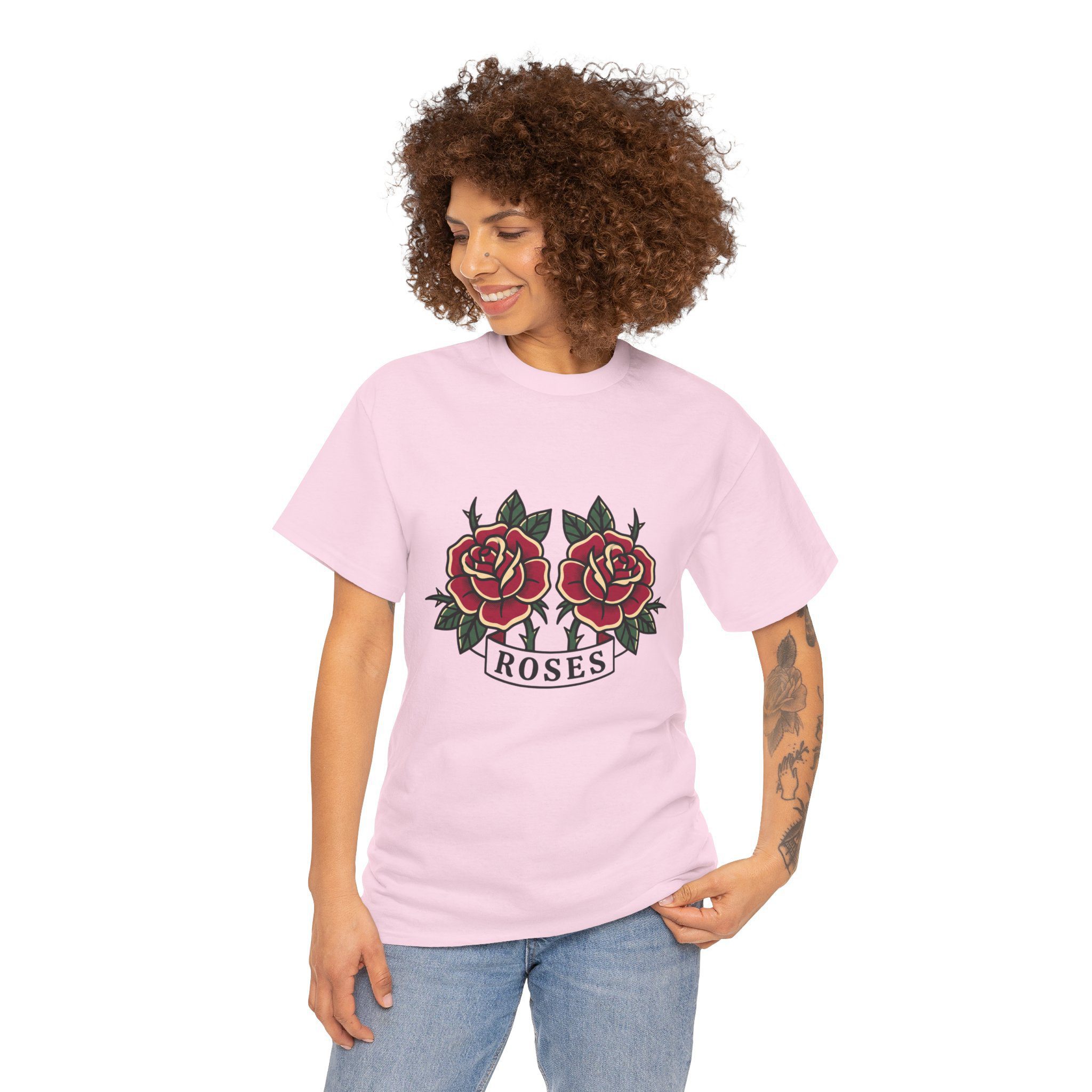 Roses Graphic Tee — Vintage Red Rose Tattoo Shirt - Image 3